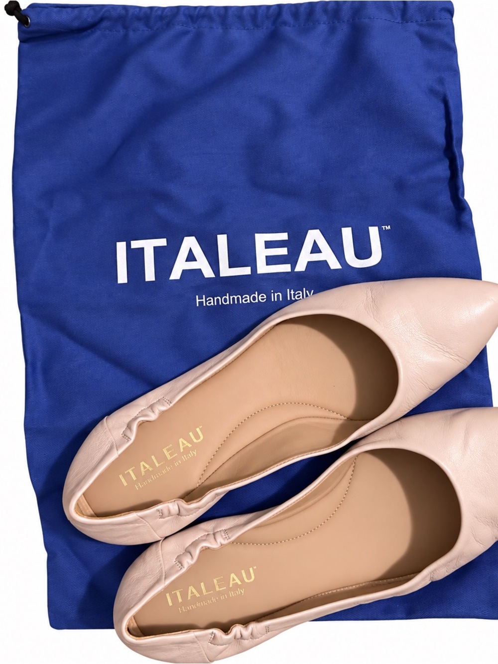 Italeau Katia Nude Leather Ballet Flats EU 42 US 11 Handmade Italy